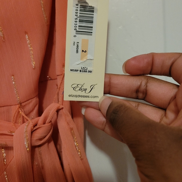 Eliza J Orange Asymmetrical Ruffled Wrap Dress - Picture 4 of 8